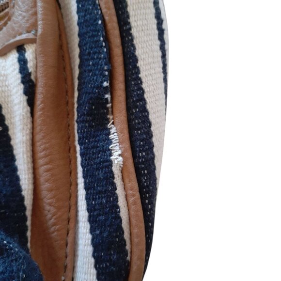 MultiSac Malibu Large Satchel Handbag Purse Striped Faux Leather Trim w/Wallet - Picture 5 of 6